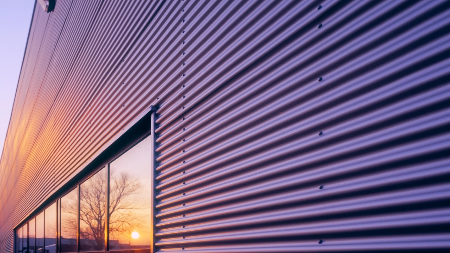 Architectural building at dusk
