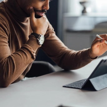 young businessman using a tablet