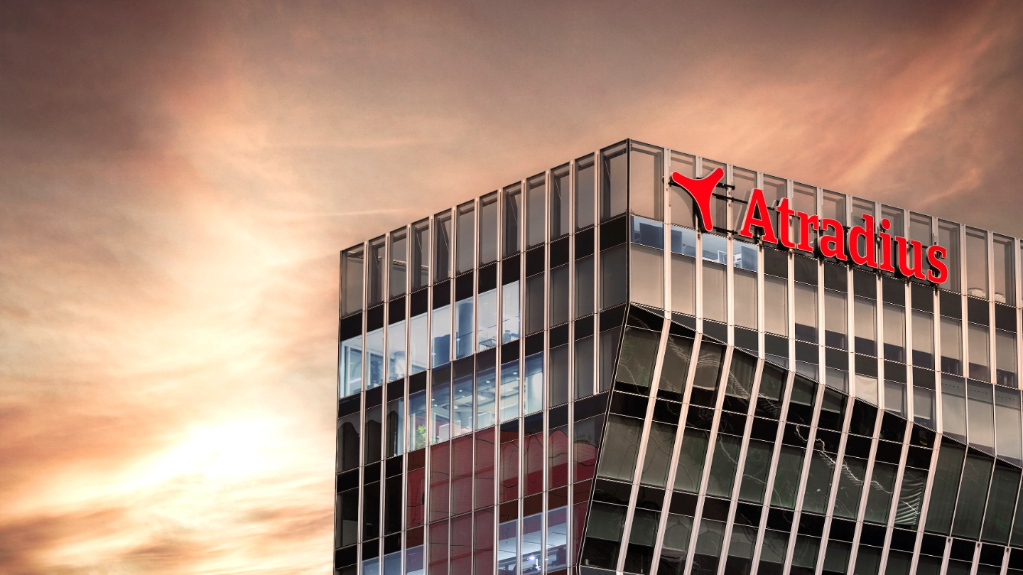 Atradius building sunset
