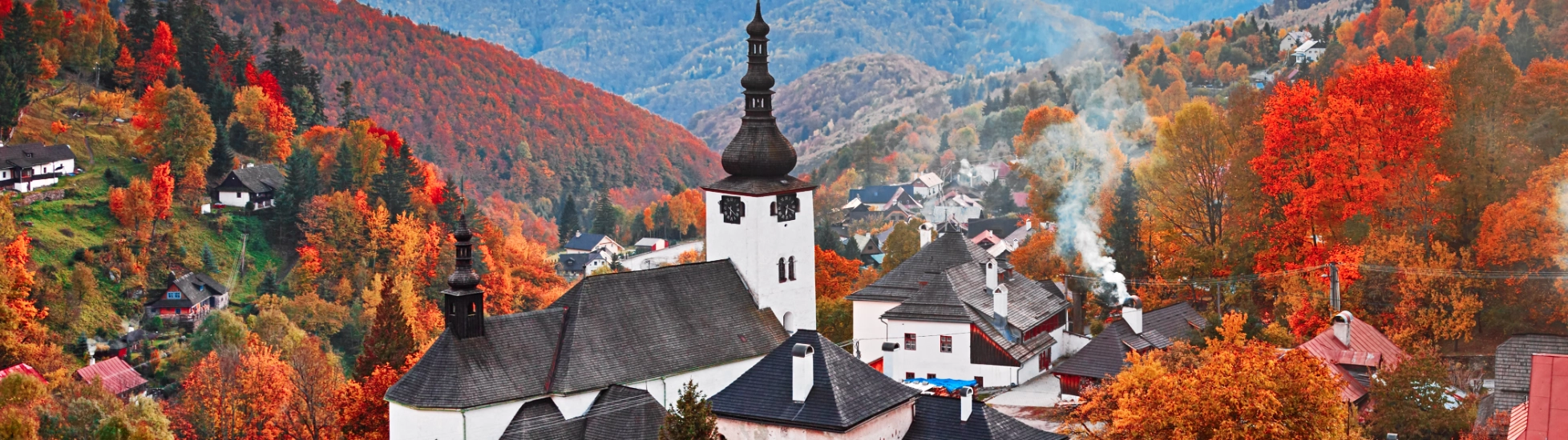 Bratislava castle in colourful autumn forest