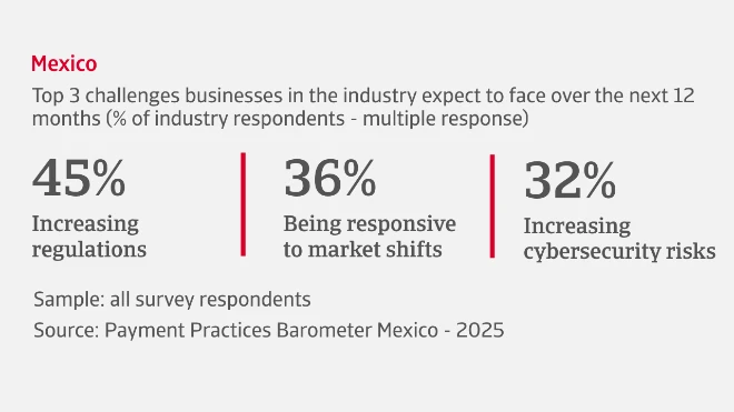 Top 3 challenges Mexican businesses in the industry expect to face over the next 12 months
